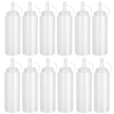 12 Pack 8oz Plastic Squeeze Bottles for Ketchup Condiments BBQ Sauce Dressing