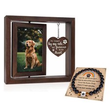 Dog Memorial Gifts for Loss of Dog Sets, 4x6  Rotating Wooden Photo Frame and ...