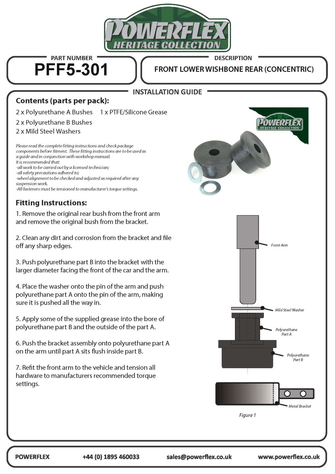 PFF5-301H Powerflex Heritage Front Lower Wishbone Rear Bushes (Concentric)