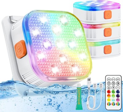 Underwater Lights LED Submersible Pool Lights Rechargeable 200FT Remote Control