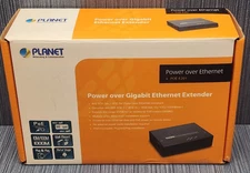 Planet POE-E201 IEEE 802.3at Power Over Gigabit Ethernet Extender - Black