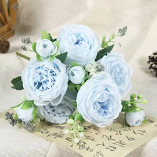 30Cm Rose Pink Silk Peony Artificial Flowers Bouquet 5 Big Head and 4 Bud Cheap 