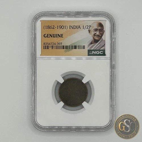 1895 India 1/2 Pice – Queen Victoria – British India – NGC Genuine Certified