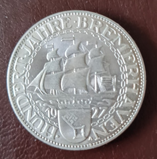 100 J Bremerhaven 5 Mark Silber vz selten