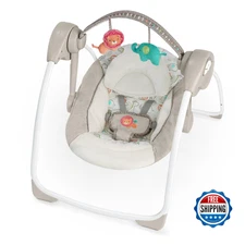 Ingenuity Soothe 'n Delight Compact Portable 6-Speed Plush Baby Swing Music