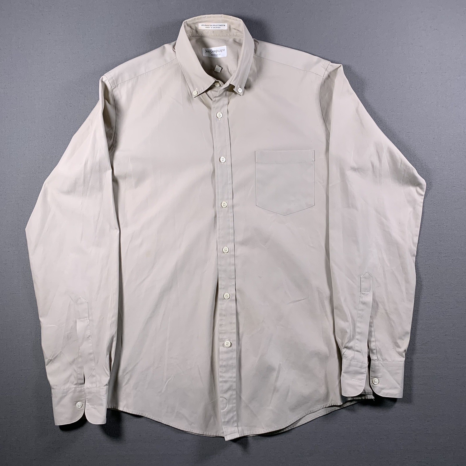 Yves Saint Laurent Camicia Uomo 15 5 34 35 Beige Bottoni Designer