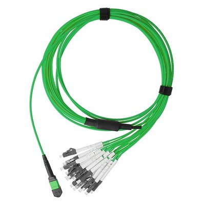 BlueOptics LWL MPO/APC-8xLC/UPC Duplex Breakout Kabel OM5 30 Meter