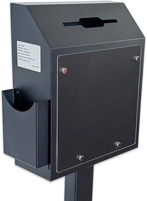Floor Standing Suggestion Box w/ Lock Metal Ballot Donation Box Stand Key Drop