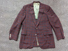 vintage USA made TARTAN plaid blazer WOOL preppy 42R red KENTUCKY DERBY scotland