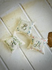 Miniature 1:12 Scale Floral Monogram Pillow