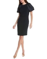 Teri Jon By Rickie Freeman Taffeta Bubble Sleeve Mini Dress Women's Blue 4