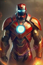 Fiery Man of Iron - 13” x 19"  Frameable Art Print