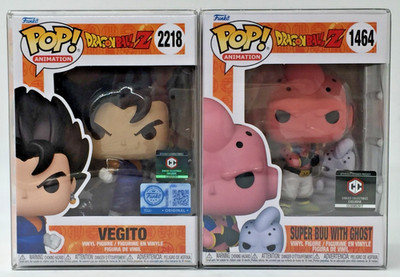 Funko Pop! DBZ Vegito #2218 Super Buu with Ghost #1464 Chalice Ex Set of 2 W/PP