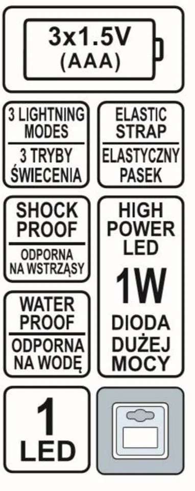 VOREL Linterna frontal Linterna de cabeza 88674 ABS (acrilnitrilo- Embalaje - Imagen 4 de 4