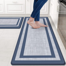 Kitchen Mats Set of 2 Cushioned Anti-Fatigue Non-Skid Rug Sets Ergonomic Comfort