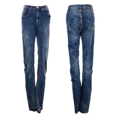 One X Teaspoon Blue Distressed Low Rise Fitted Bowed Leg Jeans Size 24