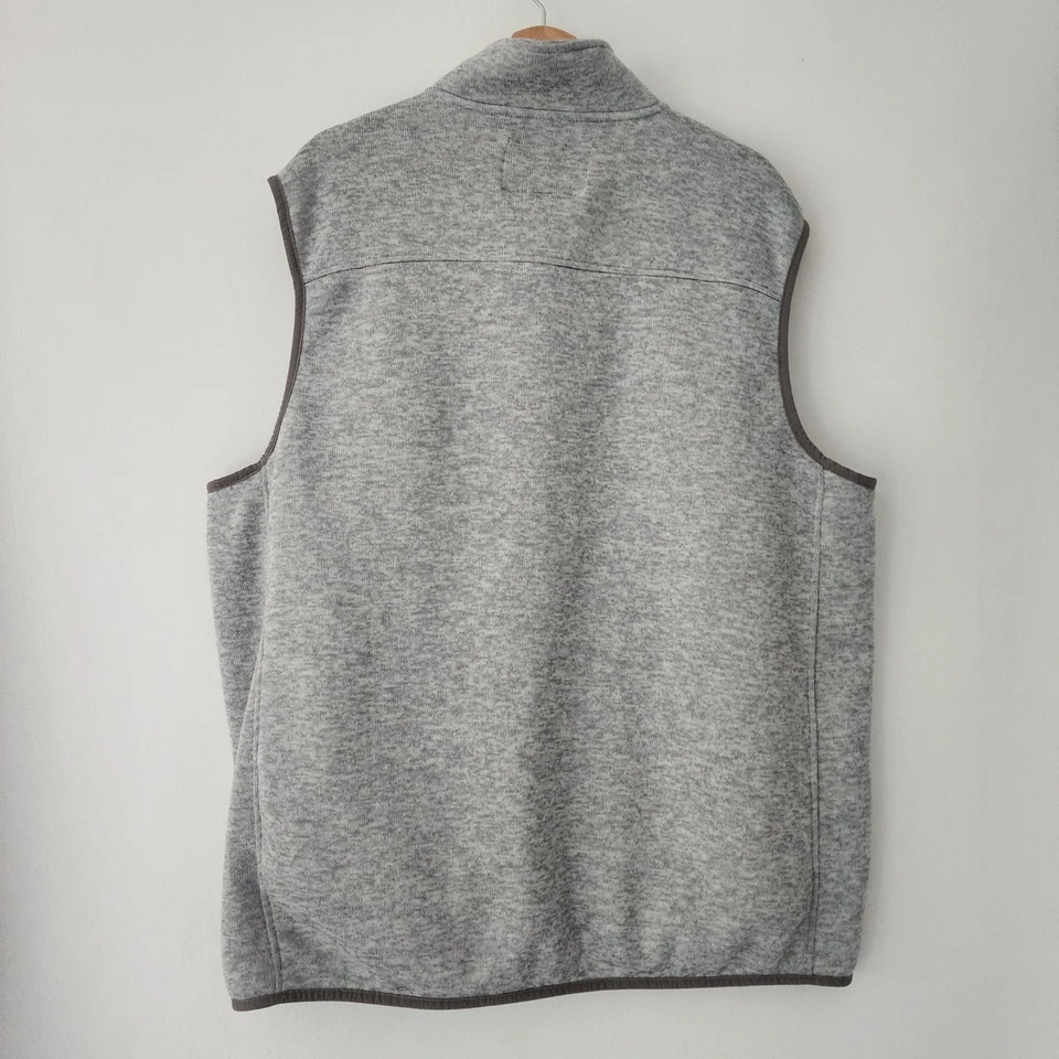 Lands End мужской XXLT серый флисовый жилет на молнии без рукавов открытый повседневный - Изображение 3 из 4