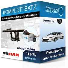 Für Peugeot 407 Stufenheck 04- AUTO HAK Anhängerkupplung abnehmbar + 13polig neu