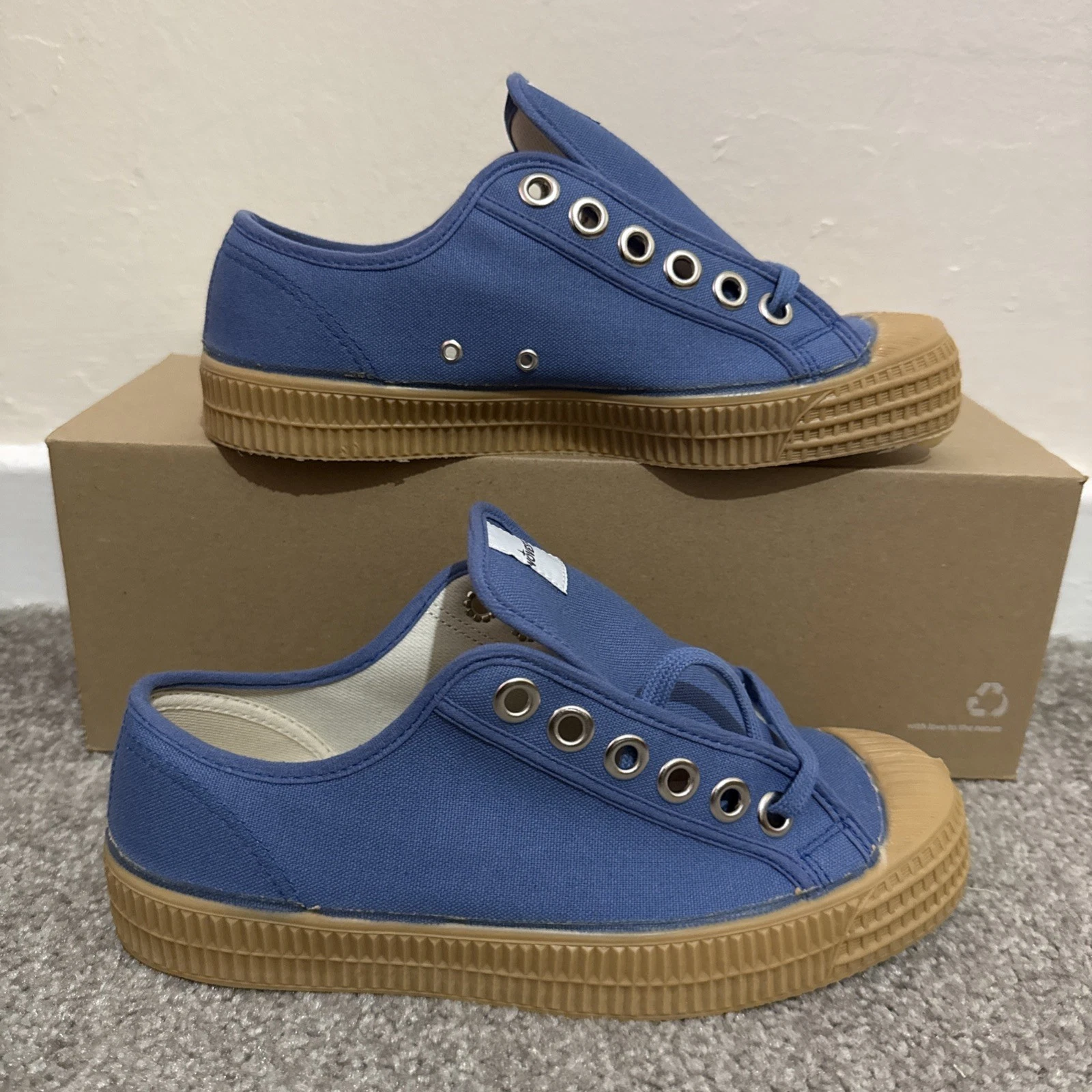 Novesta Star Master Trainers Mens UK 6 Blue Denim Transparent Eu 39 New Low Top