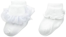 Baby-Girls Ruffle and Ripple Edge Turn Cuff Socks 2 Pair Pack Cotton
