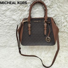 Michael Kors Charlotte MK Signature 2Way Shoulder Bag Brown Leather Excellent