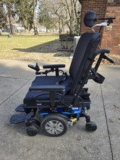 Quantum J4HD Power Wheelchair, Reclining, Joystick, Blue
