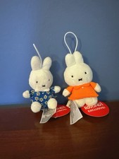 NEW Keychain 3  Miffy Plush Bunny In Blue Flower  Orange Dress Round1 Mascot