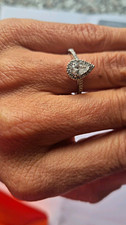 Diana Lab Created Pear Diamond Halo Ring 18ct WG 0.50ctw L 1/2 SKD