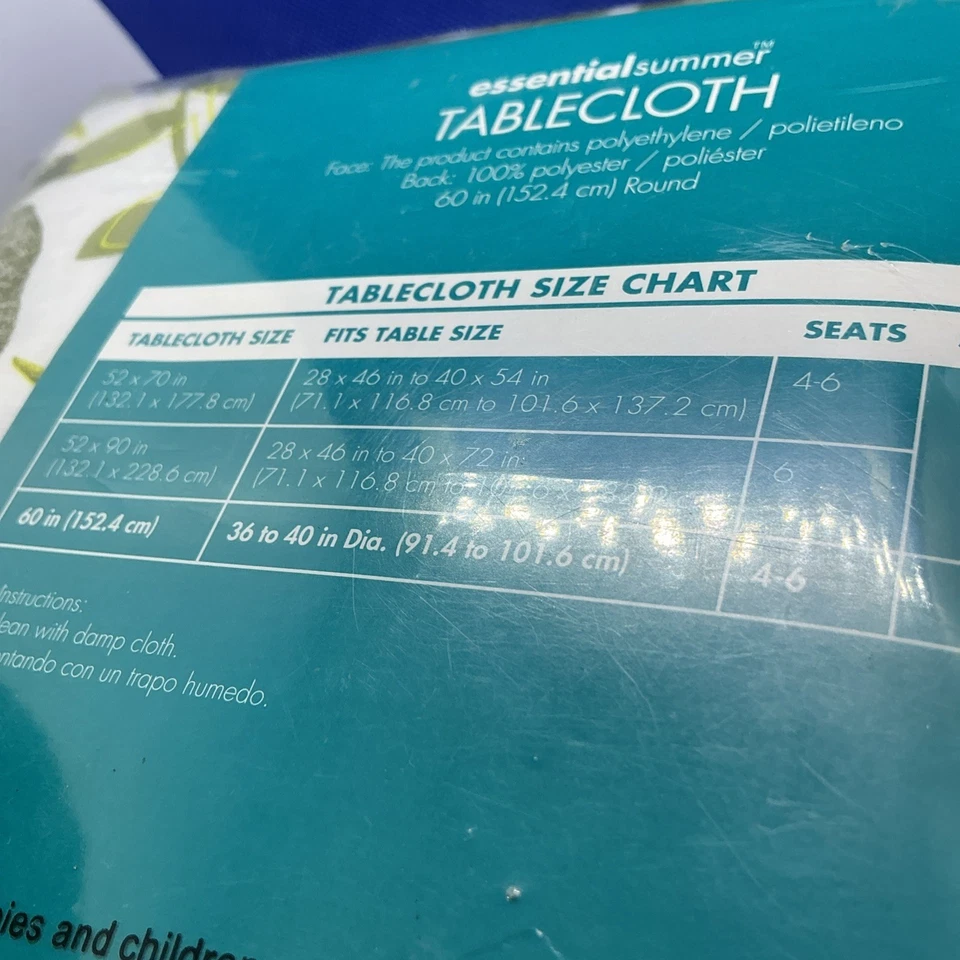 Vintage Essential Home Round TableCloth Summer Ferns  Green 60” Round NEW. S38 - Image 4 of 4