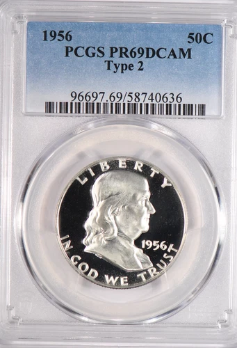 1956 Franklin Half Dollar Proof PCGS PR69DCAM PF 69 ULTRA CAMEO Top Pop Coin 50C