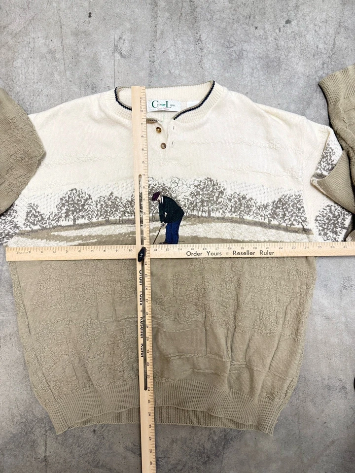 Suéter de punto bordado vintage de eslabones de ciprés hecho en EE. UU. XL Foto 4 de 4