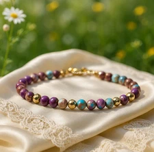 Handmade Galaxy Jasper Bracelet Minimalist Beads Boho Women Jewelry Xmas Gift