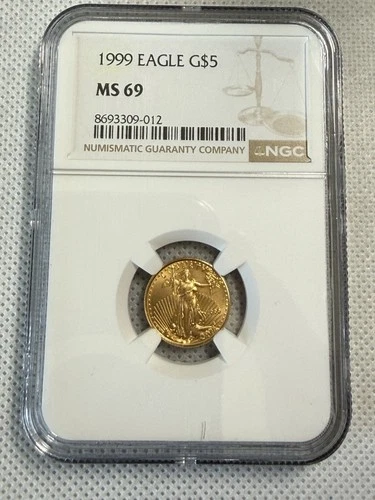 1999 $5 Gold American Eagle NGC MS69 1/10 oz Fine Gold AGE Bullion Coin