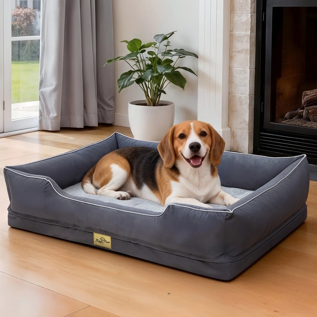 XXL Orthopedic Dog Bed Calming Pet Sofa Couch Enhanced Bolster Deep Snuggle Bed