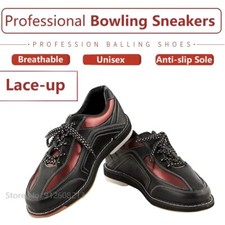 Unisex Leather Breathable Bowling Trainers Men Women Wearable Skid-proof Shoes