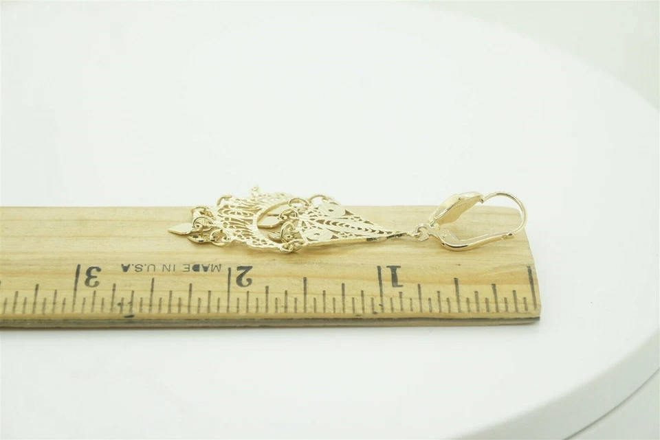  14k Yellow Gold Diamond Dangle Drop Earrings Gemstone Gift for Her 2.65 - Image 2 of 4