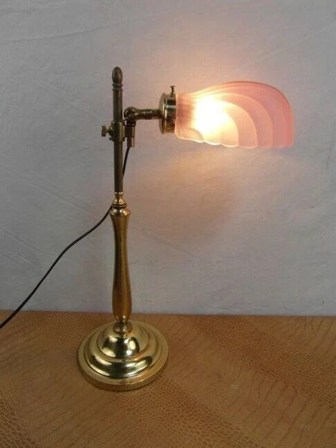 Pultlampe Antik Stil Bankerlampe Messing Verstellbar Muschel Unikat Lampe 25b5 - Bild 4 von 4