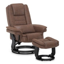 M MCombo Relaxsessel Liegefunktion, Lesesessel, 9099 (Braun-Mikrofaser)