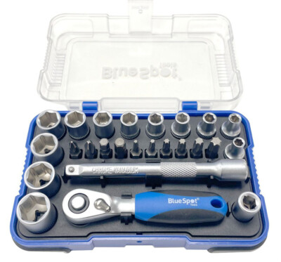Blue Spot Tools 25 Stück 1/4'' D Ratsche Steckschlüssel & Bit Set im Aufbewahrungskoffer * MD3