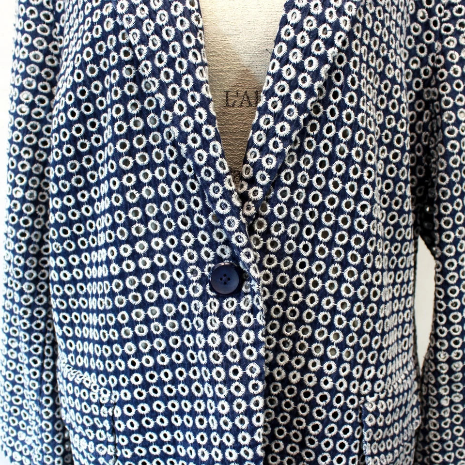 Chaqueta Blazer Chico para Mujer 100% Algodón Bolsillo Bordado Lunares Talla 3 Foto 4 de 4