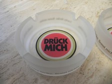 **Aschenbecher, Werbe Aschenbecher, Vintage, satiniertes Glas "DR&Uuml;CK MICH"neu**