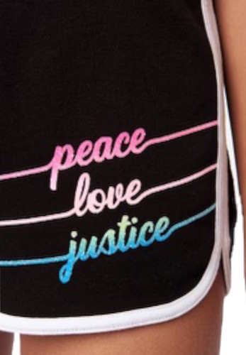 Justice Girls Dolphin Shorts Black Size 16/18 Cotton Colorful Glitter Logo - Picture 3 of 10