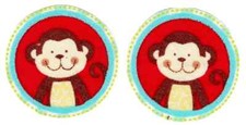 monkey jungle fabric applique iron on not embroidered 1.5 inch 2pc