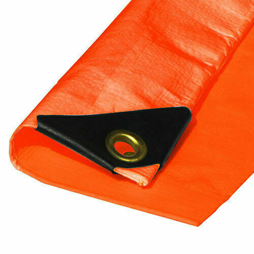 Bâche orange extra résistante 12 mil d'épaisseur poly 3 plis 6 oz auvent renforcé - Photo 1 sur 6