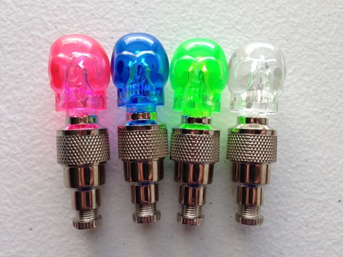 Bulk Lot SKULL LED VALVE BIKE LIGHTS NIGHT cycling bicycle flash tire safety - Picture 4 of 12
