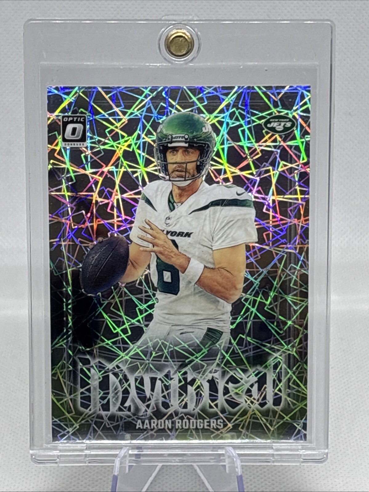 2023 Donruss Optic Mythical Aaron Rodgers #4 Case Hit SP Jets FHOF NM+