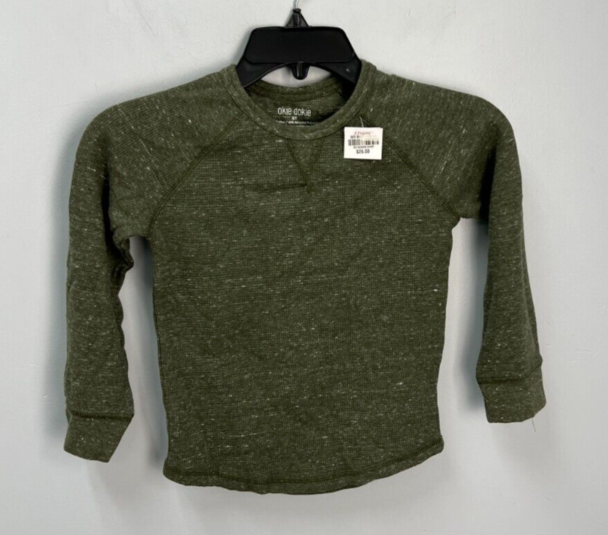 Okie Dokie Green Thermal Long Sleeve T-Shirt Toddler Size 5T