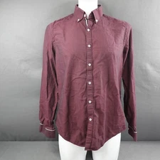 Zara Mens Shirt Large Purple Burgundy Contrast Flip Cuff Slim Fit Preppy Classic