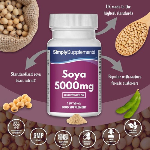 SOYA Isoflavones 5000mg | Now Added Vitamin B6 for Hormonal Balance 120 Tablets - Picture 3 of 4