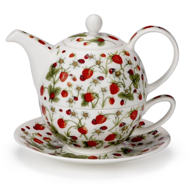 Tea For One Set Dovedale Strawberry Erdbeeren Bone China Porzellan Dunoon-image